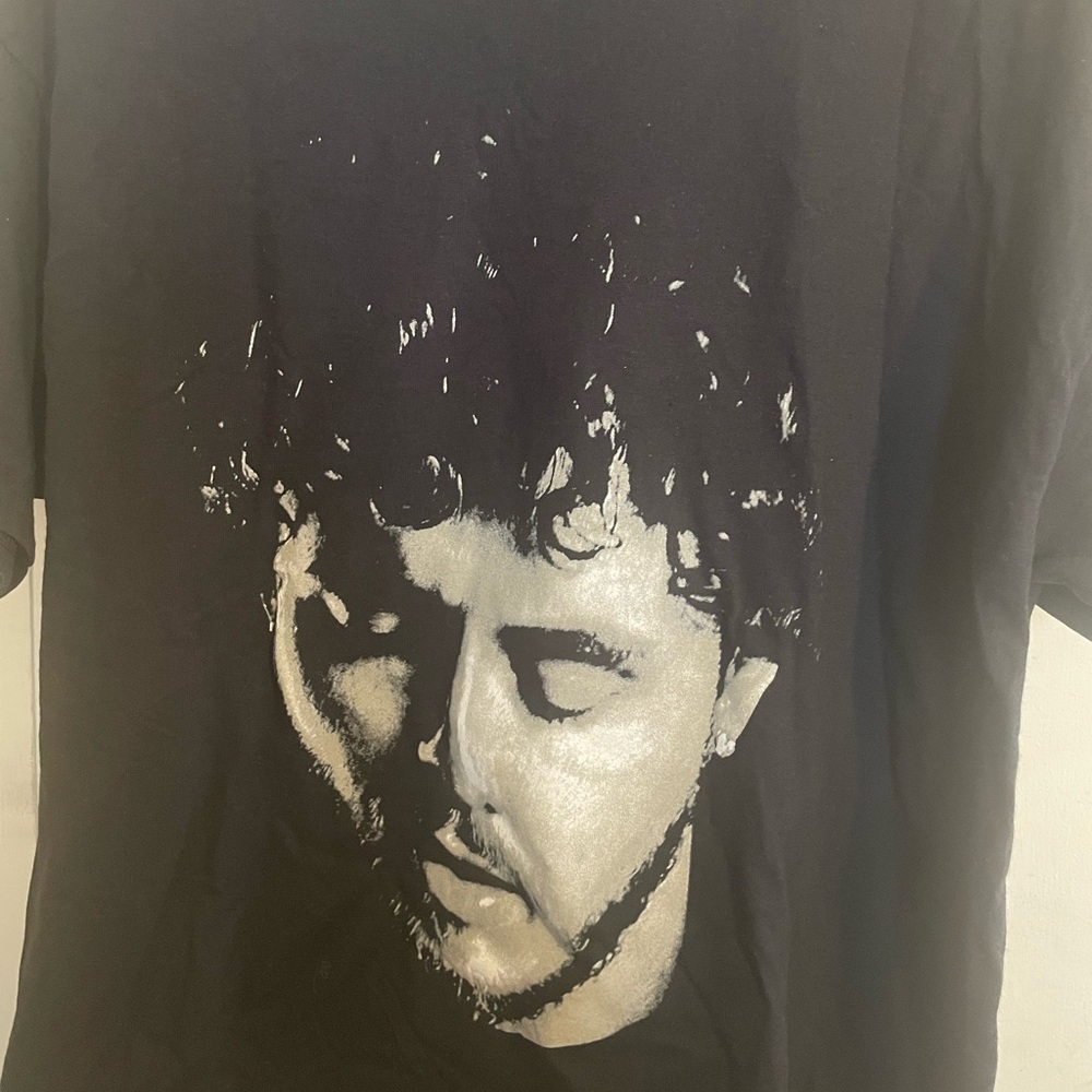 A large black and white imaged Jack Harlow t-shirt.